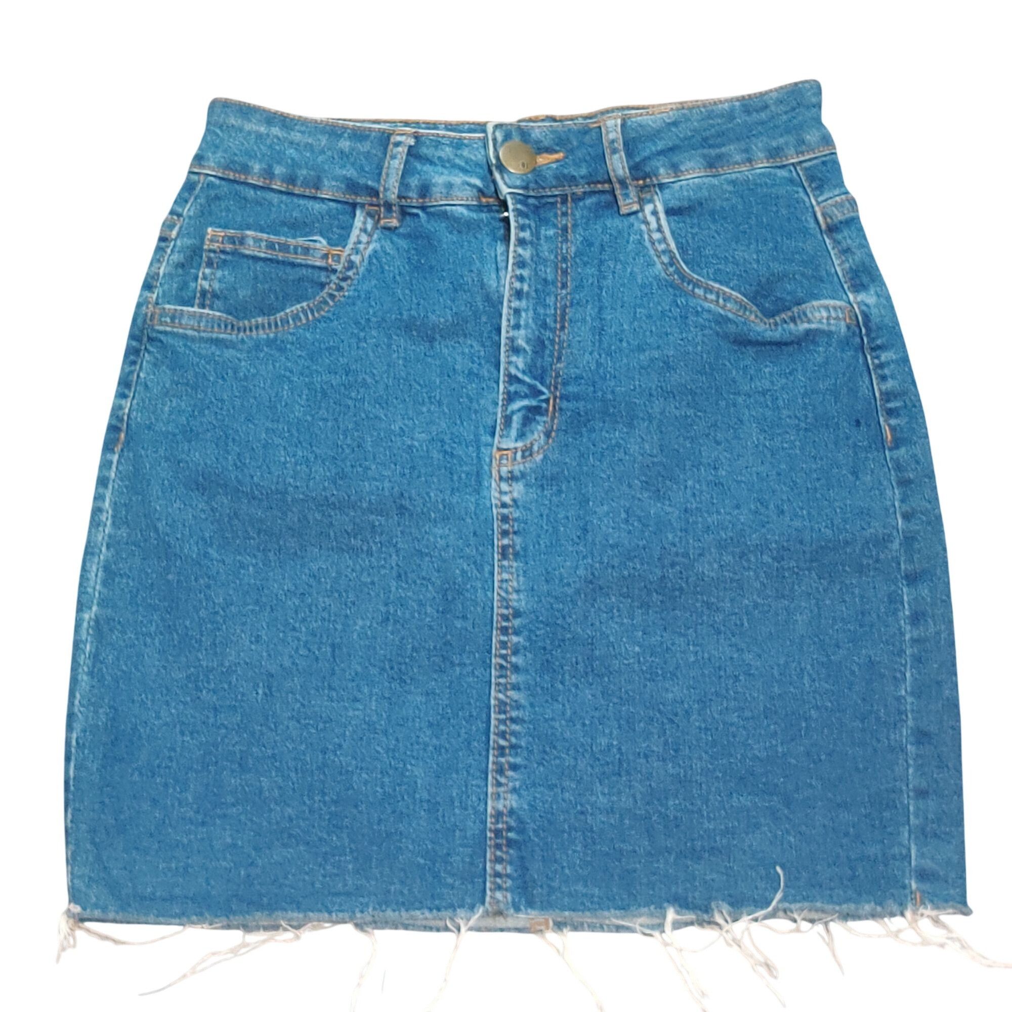 Cotton On Cotton On 4 Blue Raw Hem Denim Mini Skirt Distressed Fray Ca Size 27" / US 4 / IT 40 - 1 Thumbnail