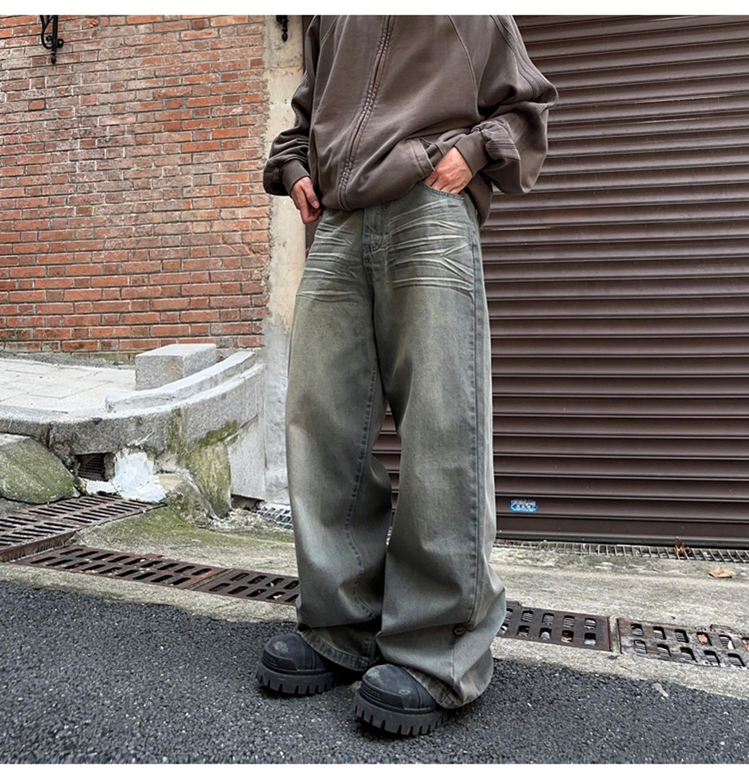 Jean × Vintage Stylish Wide-Legged Denim Pants - Urban Vintage Aesthetic Size US 32 / EU 48 - 8 Thumbnail