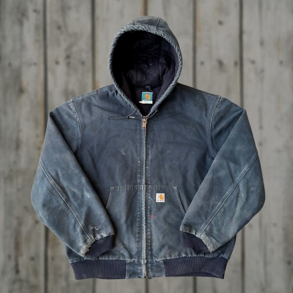 Carhartt × Vintage Vintage 90s Carhartt J140 Faded Black Hooded