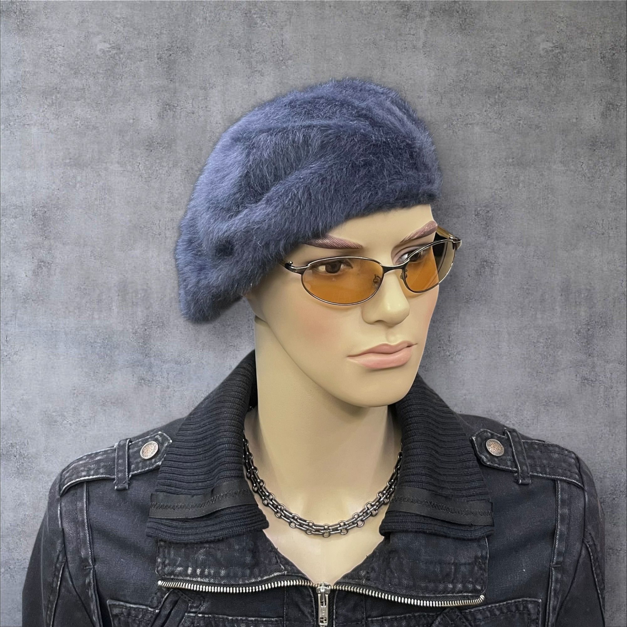 BEAUTY&YOUTH Vintage Beauty & Youth Ash Gray Rabbit Fur Hairy Berets Hat Size ONE SIZE - 1 Thumbnail
