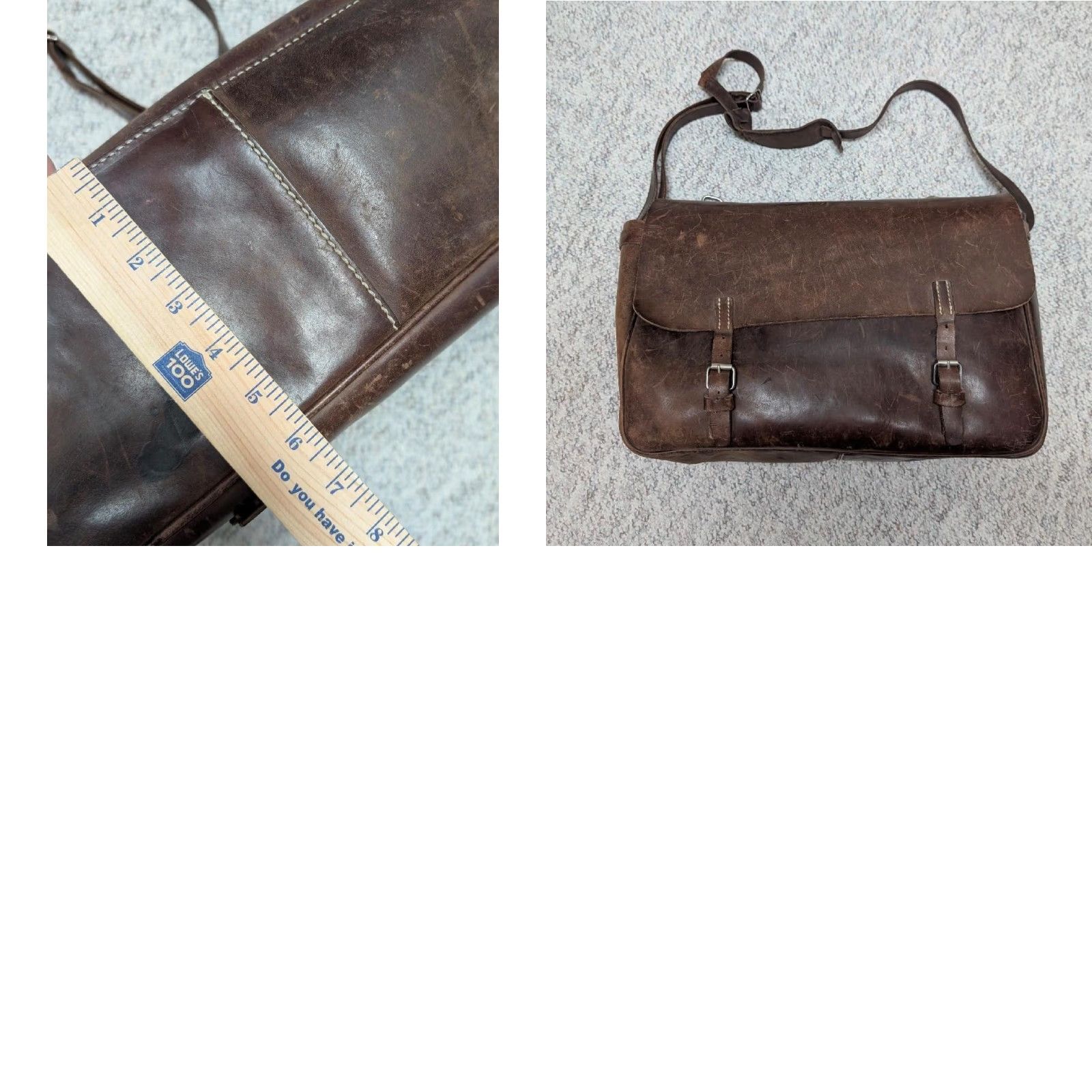 J.Crew VINTAGE J.Crew Messenger Bag COWHIDE Brown Leather LAPTOP Crossbody 16" Patina Bag Mens Large Size ONE SIZE - 10 Thumbnail