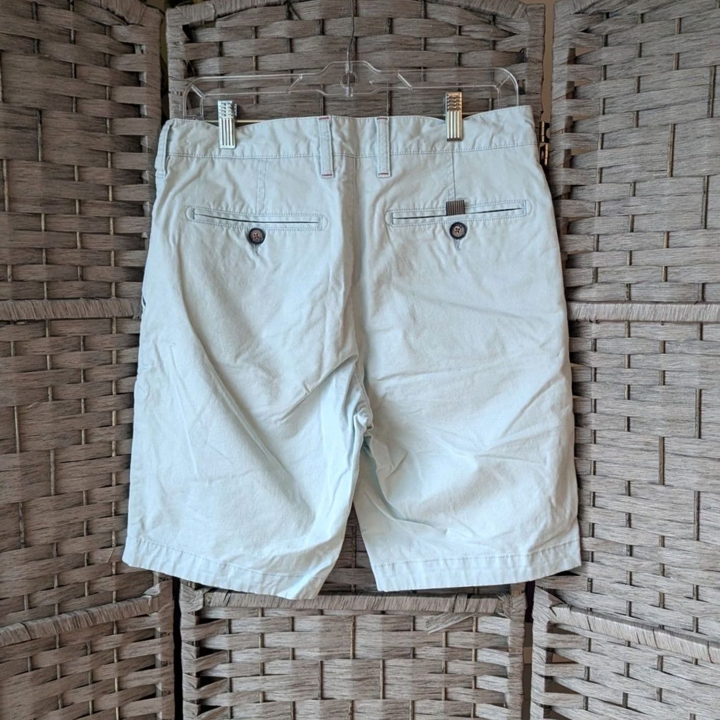 Ted Baker Ted Baker Chino Shorts Mens 30 Mint Green Solid Flat Front 9 in Inseam Cotton Blend Pockets Button Closure Casual Travel Summer Size US 30 / EU 46 - 2 Thumbnail