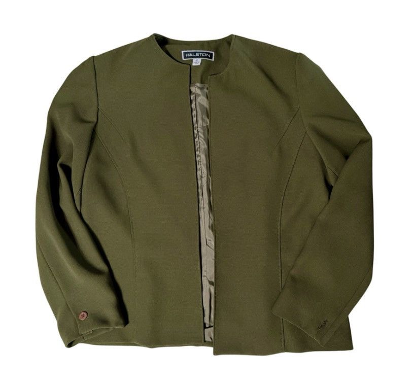 Halston Y2K Halston Olive Green Minimalist Jacket Size 12 Tailored Size XL / US 12-14 / IT 48-50 - 1 Thumbnail