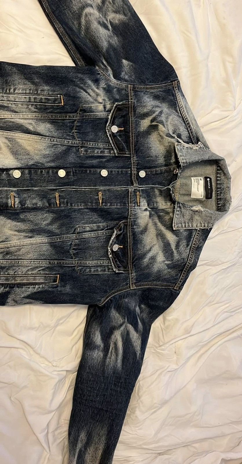Purple Brand Purple Brand SAMPLE Blue Acid Wash Distressed Jean Jacket Size US M / EU 48-50 / 2 - 10 Thumbnail