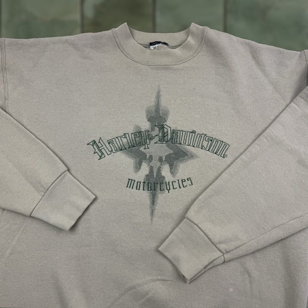 Harley Davidson Vintage Harley-Davidson Sweatshirt Adult Medium Tan Embroider Biker Motorcycle Size US M / EU 48-50 / 2 - 1 Thumbnail