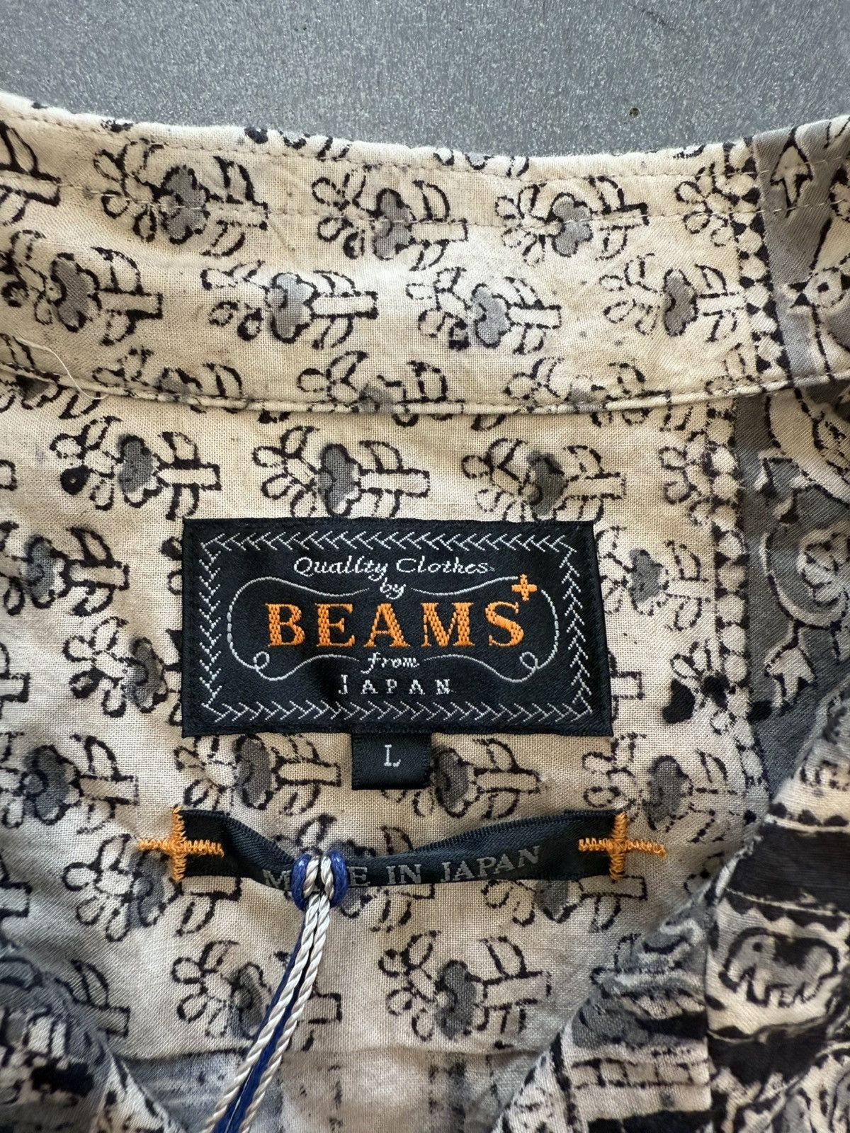 Beams Japan Beams Plus Block Print Elephant Open Collar Short Sleeve Size US L / EU 52-54 / 3 - 5 Thumbnail