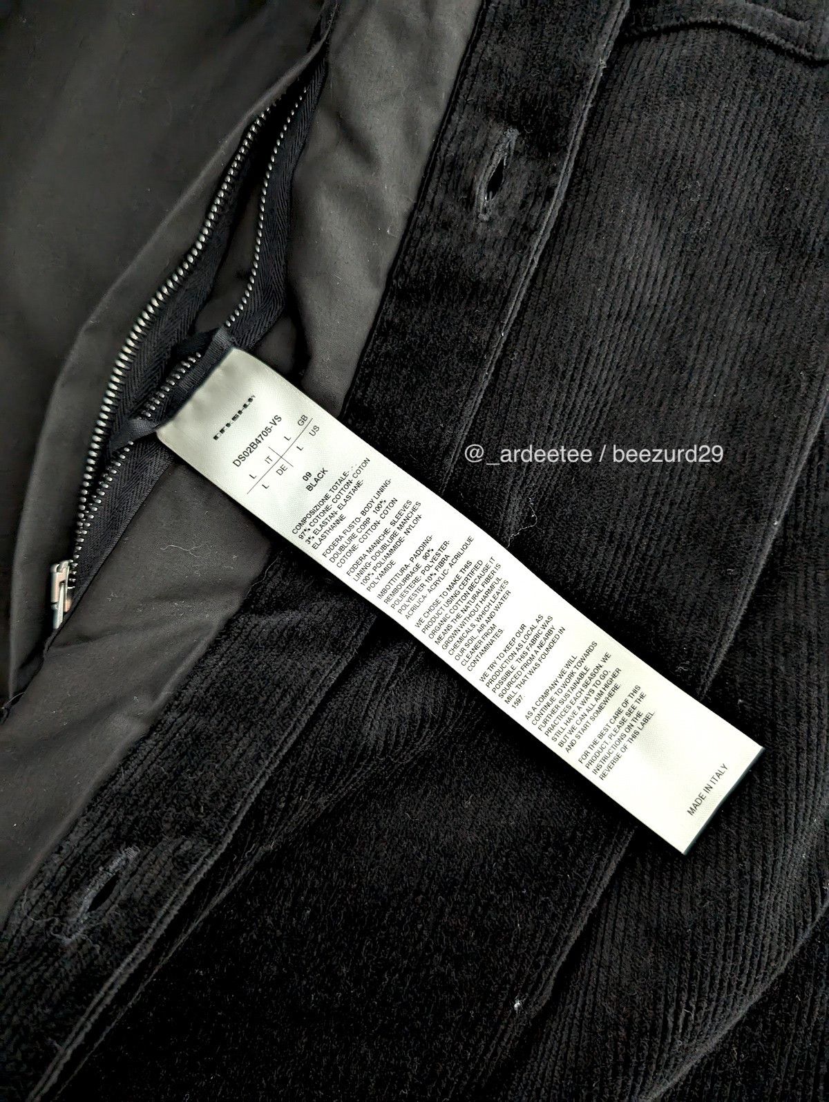 Rick Owens PADDED CORDUROY VELVET OUTERSHIRT $1,755 LARGE Size US L / EU 52-54 / 3 - 11 Thumbnail
