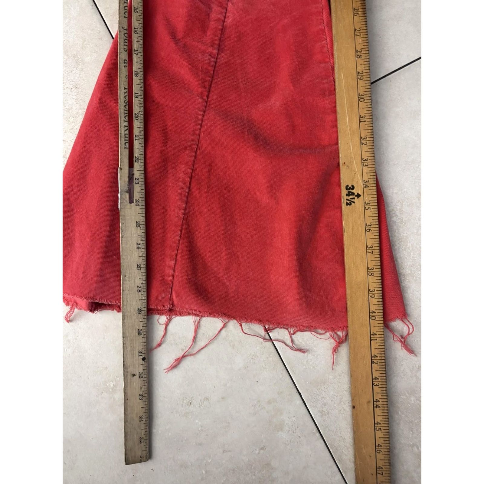 Vintage We The Free Corduroy Flare Pants Womens 27 Red High Rise Raw Hem Lace Up Boho Size 27" / US 4 / IT 40 - 7 Thumbnail