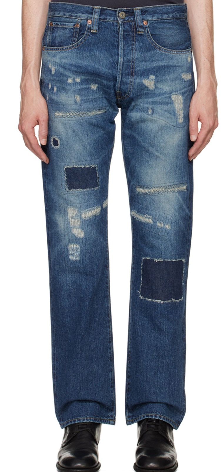 Junya Watanabe Men blue patched denim