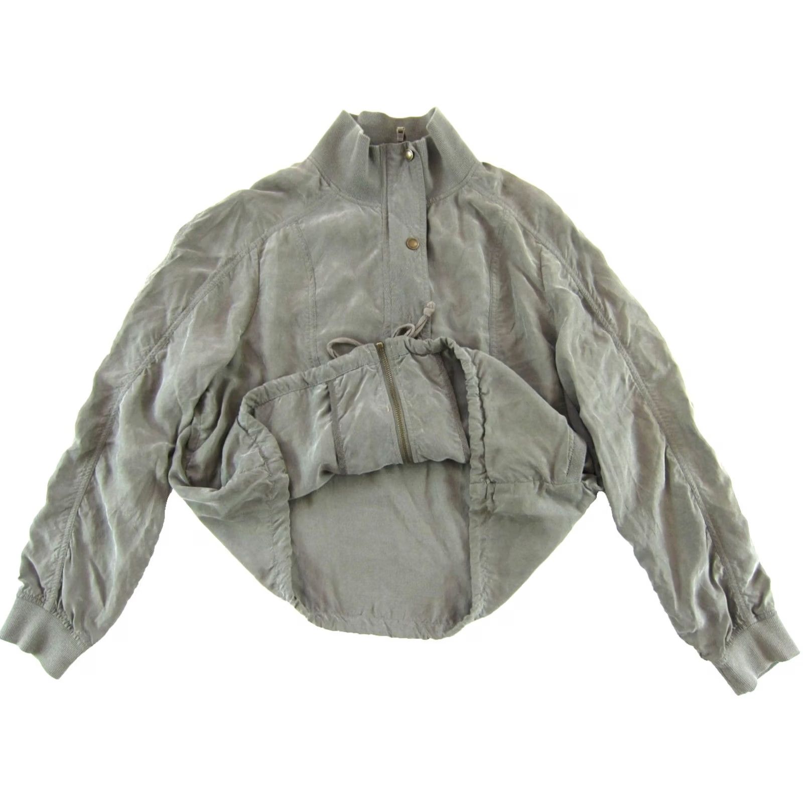 Vintage Marrakech Jacket Womens L Green Cupro Rayon Mock Neck Pocket Utility Moto Women Size L / US 10 / IT 46 - 4 Thumbnail
