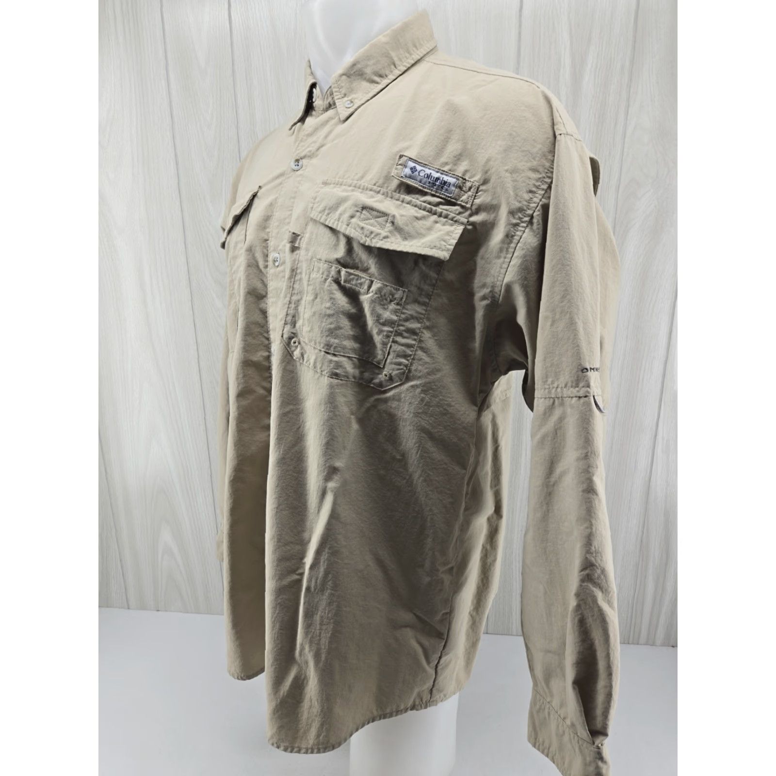 Vintage Columbia PFG Mens XL Long Sleeve Shirt Tan Khaki Omni-Shade Vented #2 Size US XL / EU 56 / 4 - 3 Thumbnail