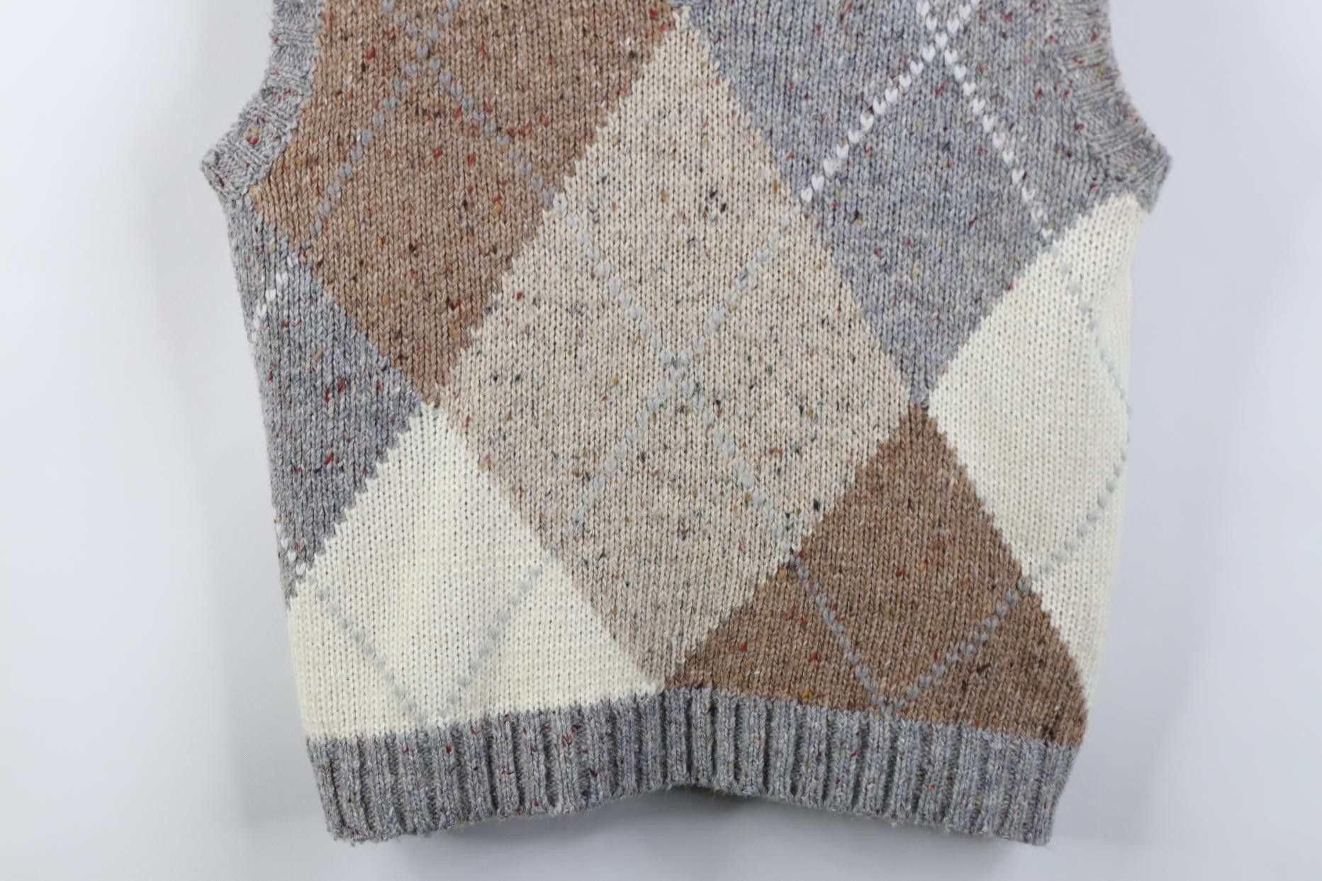 Vintage Vintage 70s Streetwear Fleck Argyle Wool Knit Sweater Vest Size L / US 10 / IT 46 - 3 Thumbnail