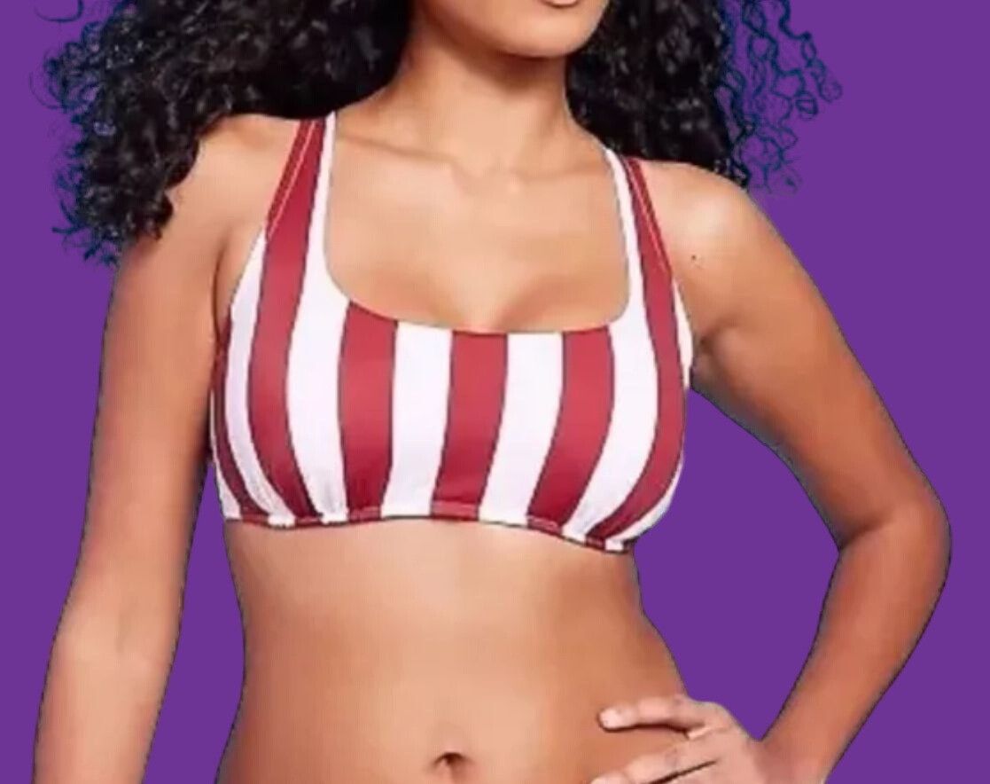 Other Shade & Shore - Women's Bralette Bikini Top - Red/White - 34 Size ONE SIZE - 1 Thumbnail