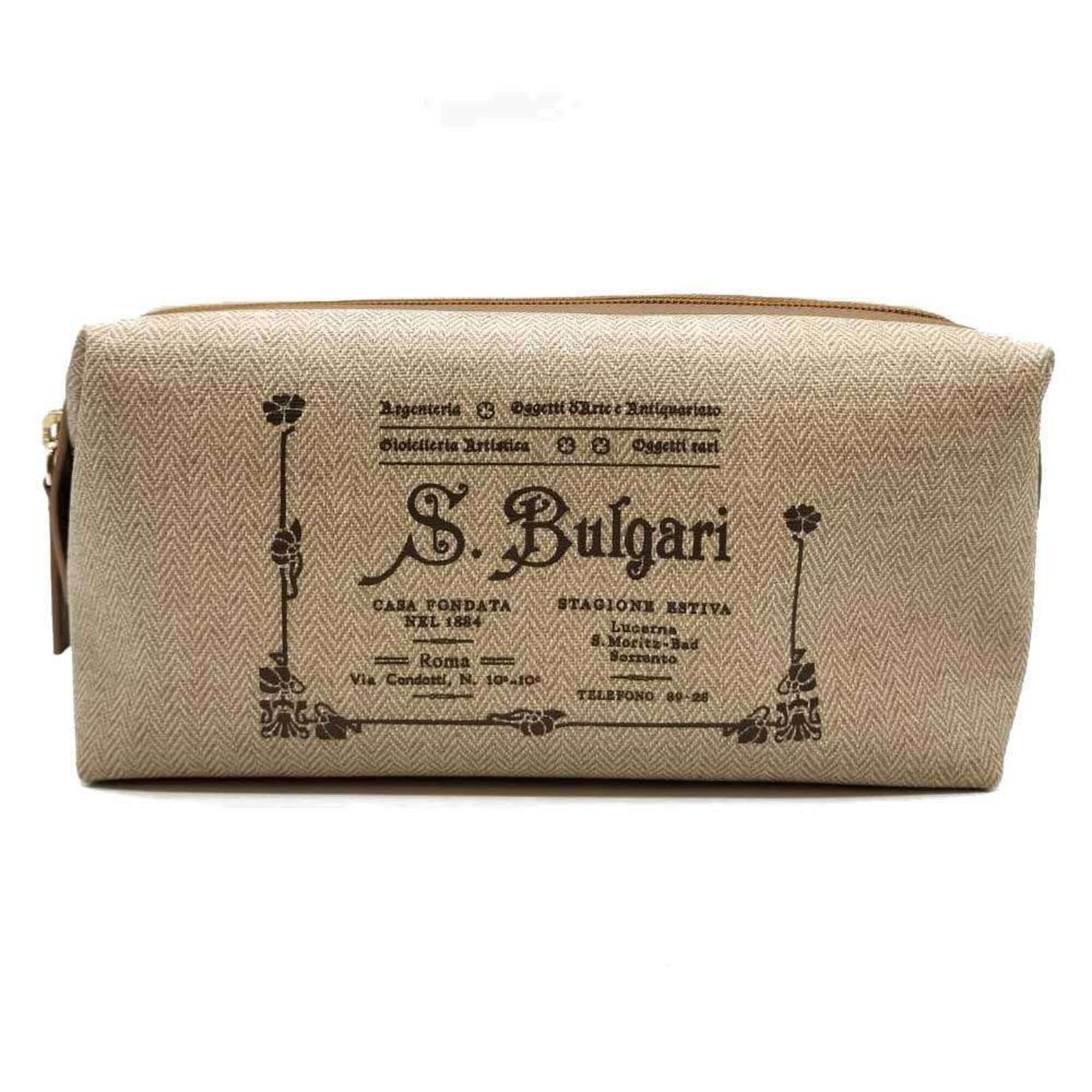 Bvlgari BVLGARI Collezione Clutch Second Bag Pouch Beige PVC x Leather 32068 Women's Size ONE SIZE - 1 Thumbnail