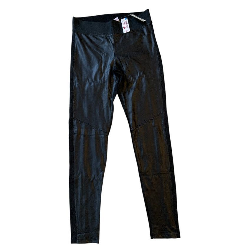 Other NWT Black Two-Tone Faux Leather Full Length Skinny Leggings Size 30" / US 8 / IT 44 - 1 Thumbnail