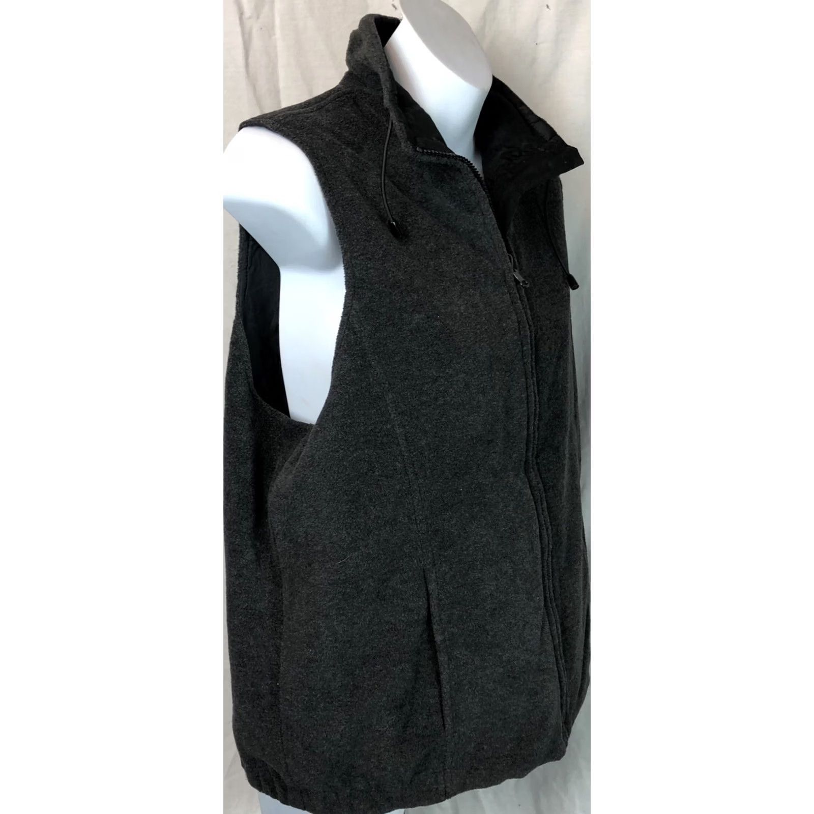 Vintage NWT Fuda Vest M 100% Silk Gray Blk Reversible Water Resistant Mock Neck Pockets Size M / US 6-8 / IT 42-44 - 4 Thumbnail