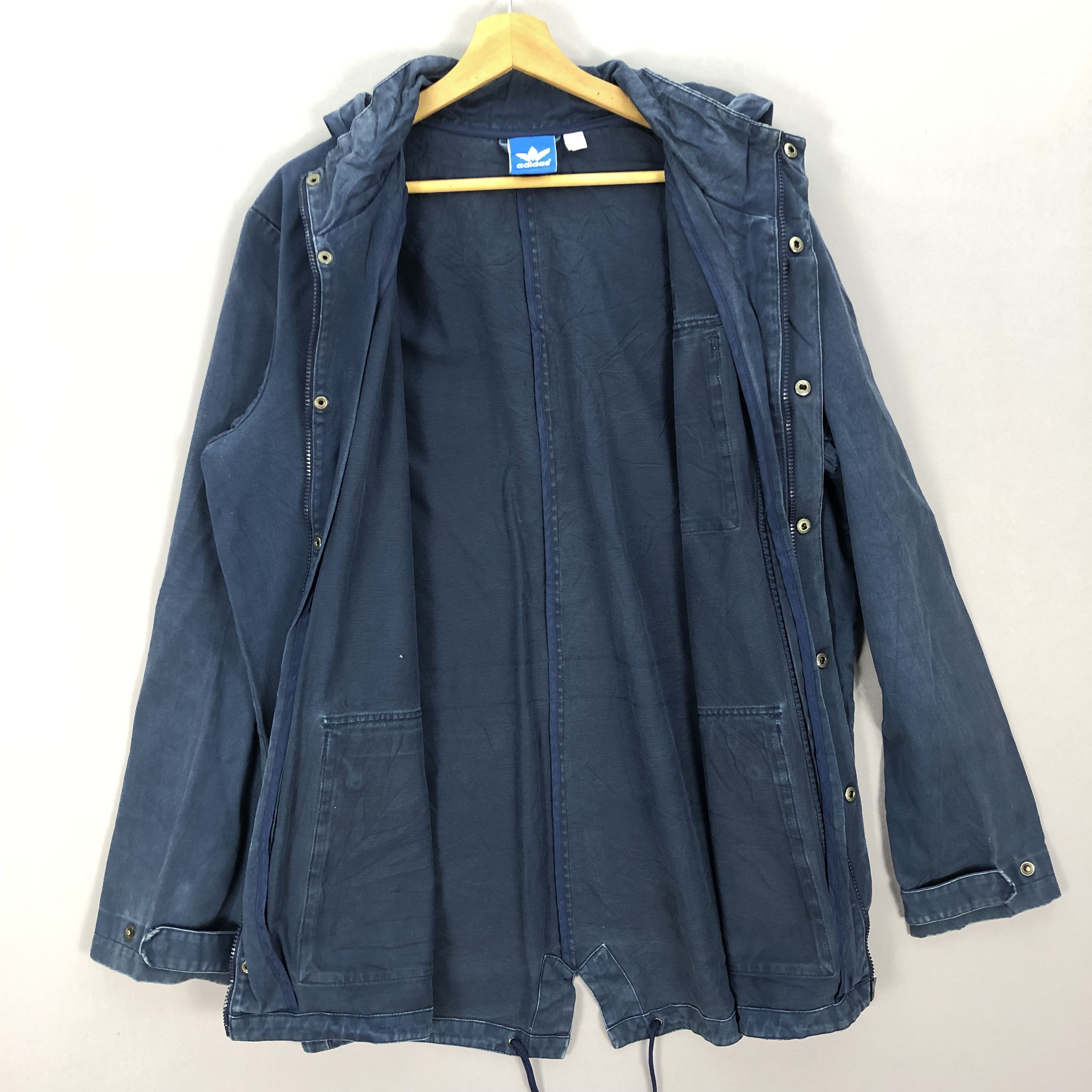 Adidas Vintage Y2K Adidas Chore Hoodie Long Trench Jackets Size US L / EU 52-54 / 3 - 5 Thumbnail