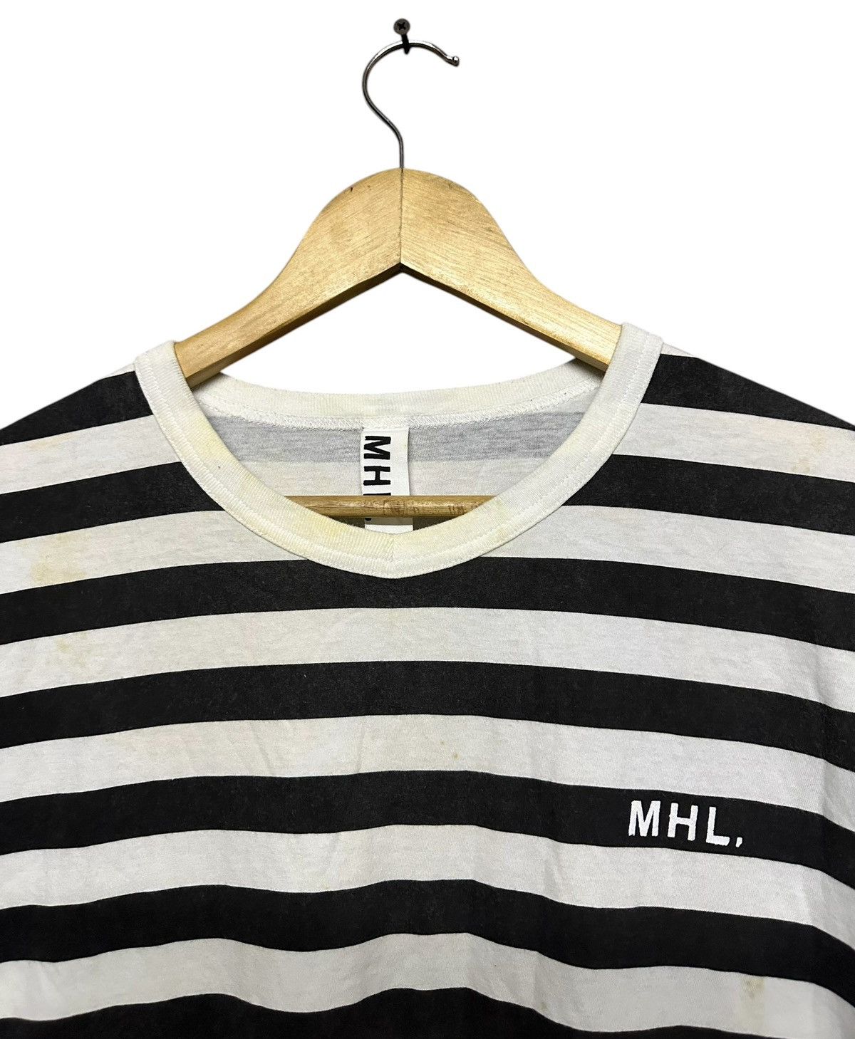 Margaret Howell Vtg🔥MHL Margaret Howell Boader Stiped Logo Tee Size US L / EU 52-54 / 3 - 6 Thumbnail