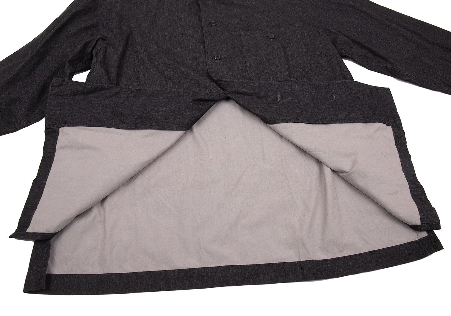 Issey Miyake Cotton Denim Shirt in Charcoal, Size M Size US M / EU 48-50 / 2 - 13 Thumbnail