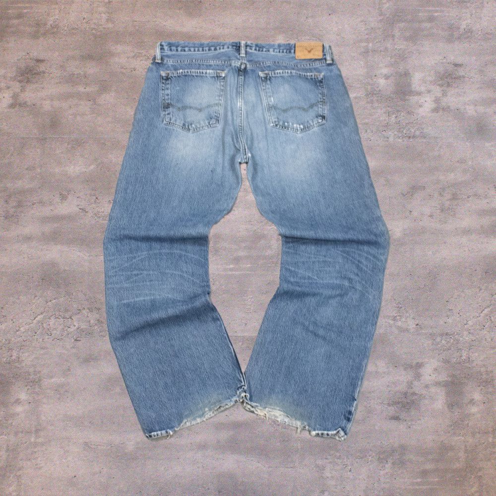 American Eagle Outfitters Y2K 00's Baggy Relax Bootcut Midwash Distressed Denim Pant's Size US 36 / EU 52 - 2 Thumbnail