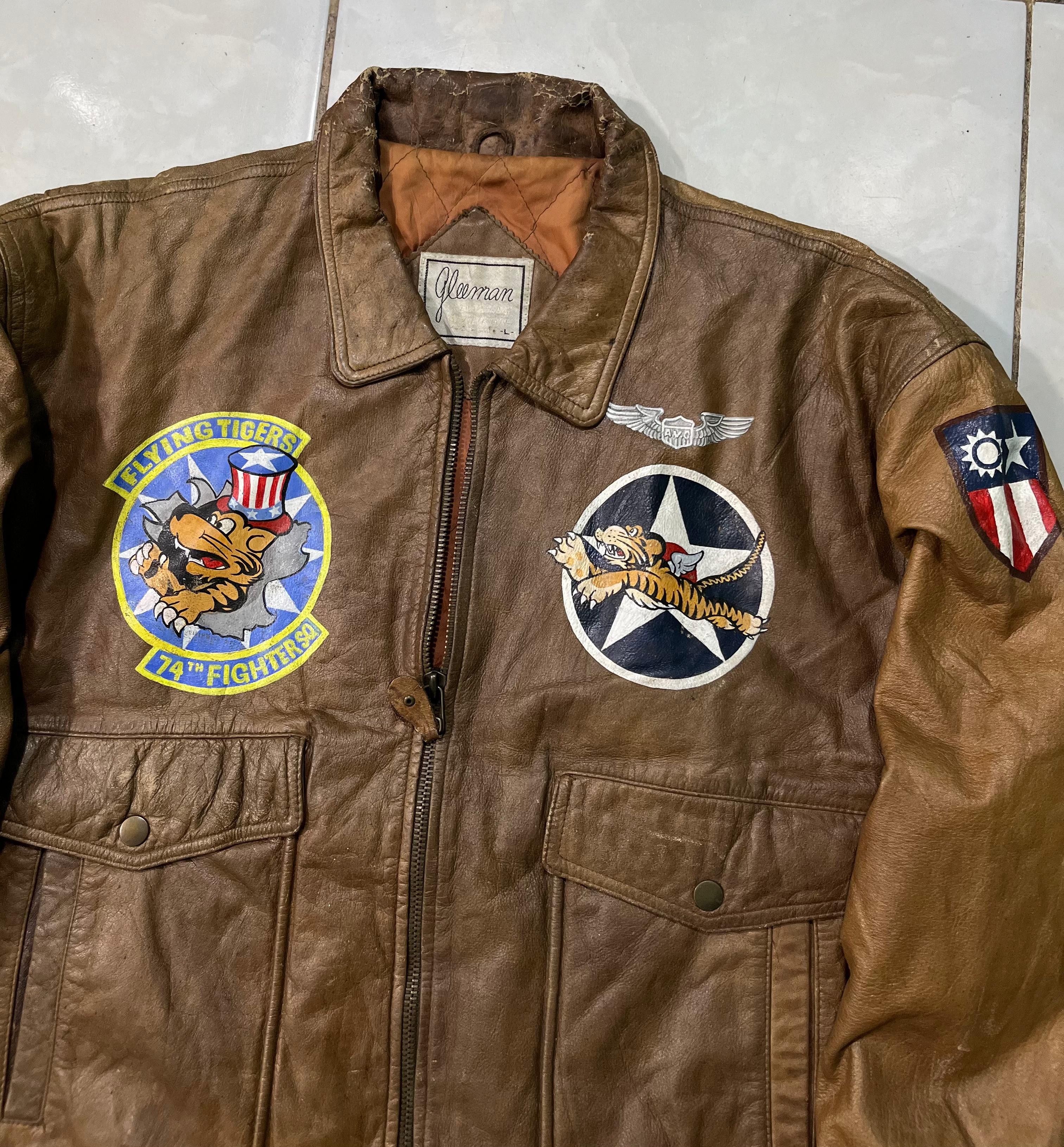 Vintage Vintage Gleeman Flying Tigers Leather Jacket Size US L / EU 52-54 / 3 - 3 Thumbnail