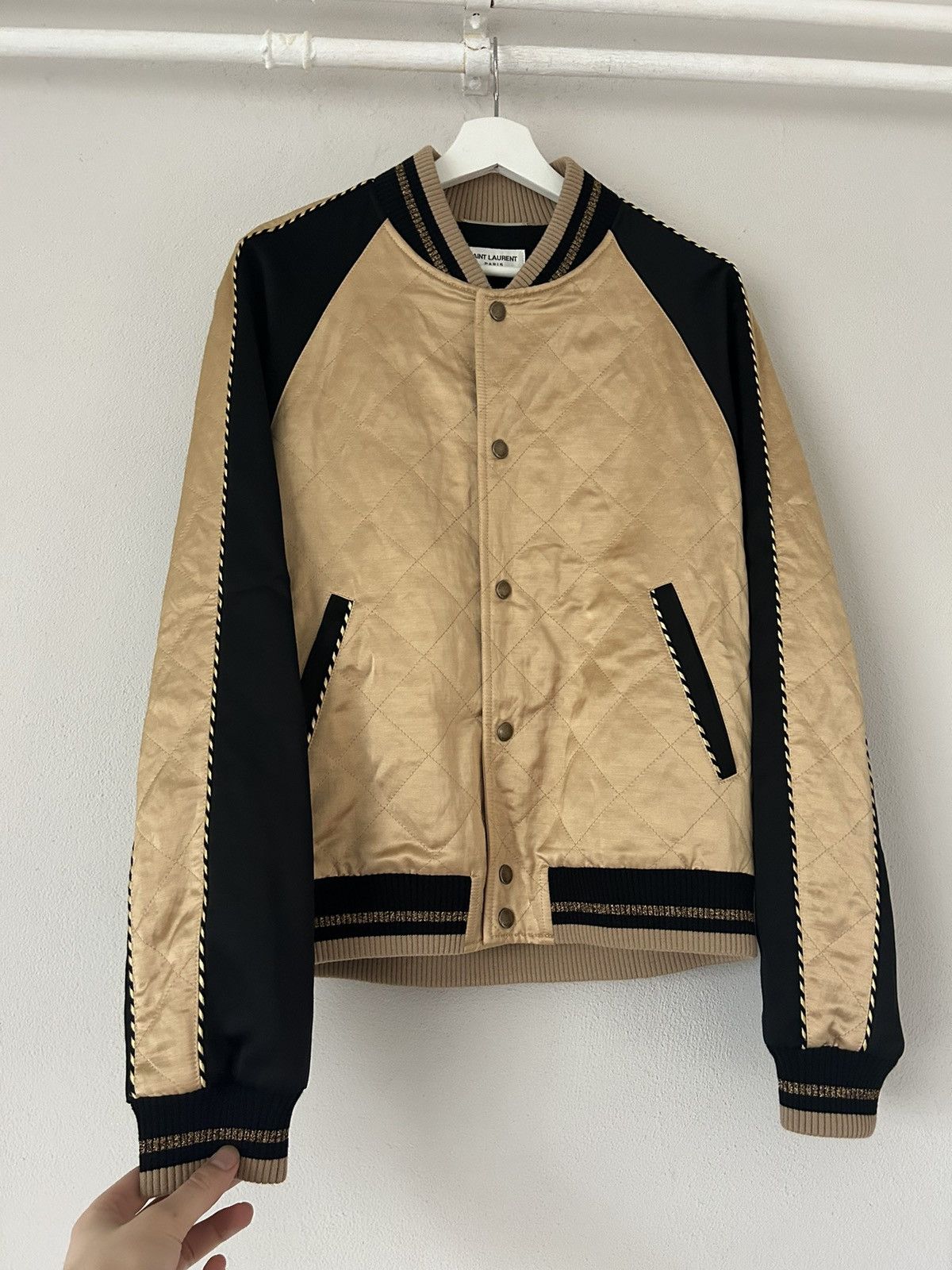 Saint Laurent Paris Gold Satin Teddy Bomber Jacket Size US M / EU 48-50 / 2 - 3 Thumbnail