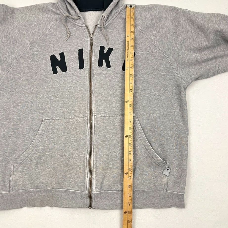 Nike Nike Hoodie Mens 2XL Gray Center Logo Swoosh Distressed Zip Pullover with Hood Pockets Vintage-Style 80s 90s Sportswear Classic Nike Sportswear Size US XXL / EU 58 / 5 - 7 Thumbnail
