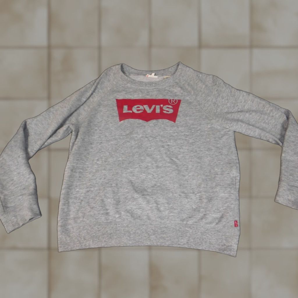 Levi's Levi's Womens Sweater L Gray Pullover Crewneck Logo Knit Cotton Polyester Raglan Long Sleeve Classic Vintage? Size L / US 10 / IT 46 - 1 Thumbnail