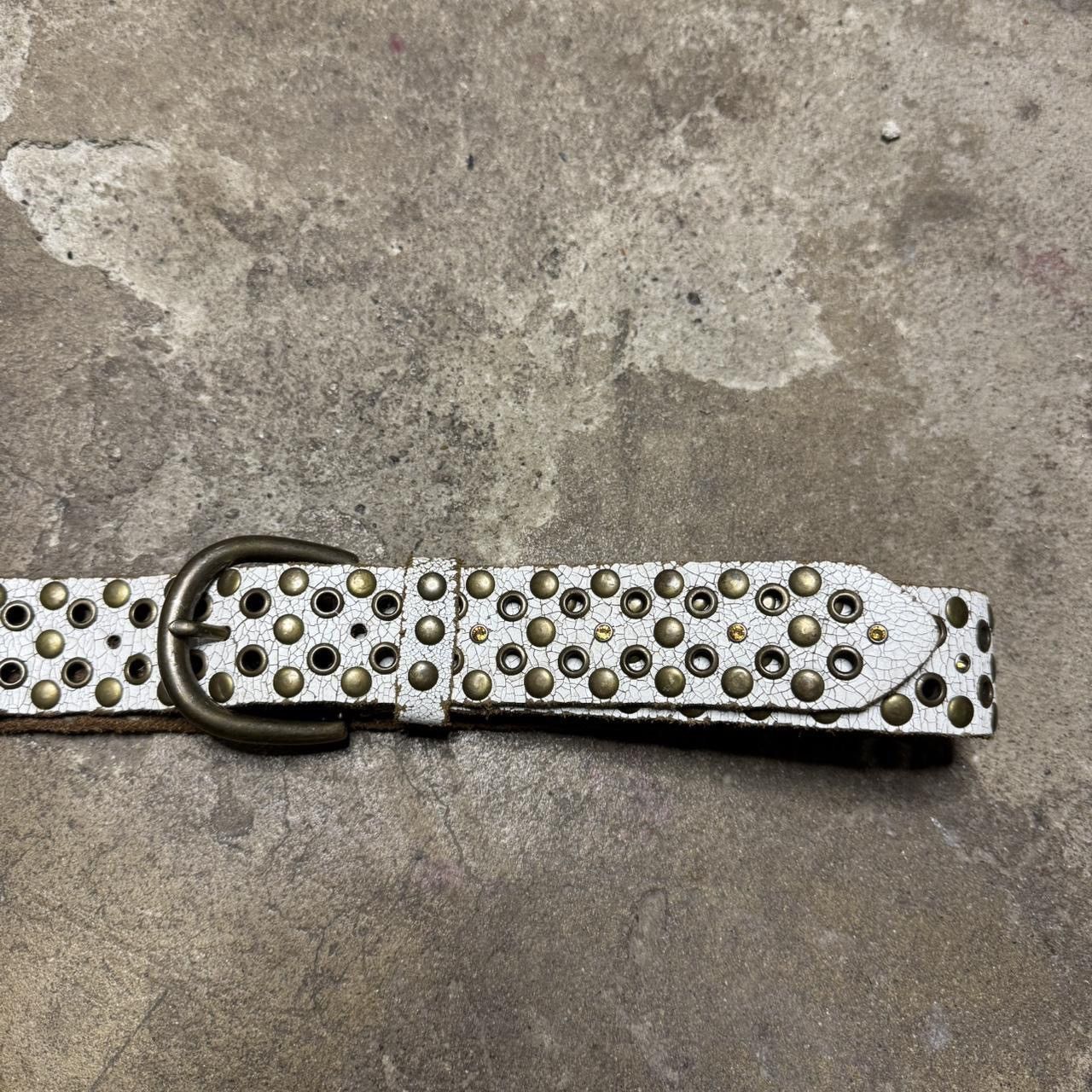 Designer × Vintage Hand Made Grunge Studded Leather Belt Size 30 - 4 Thumbnail