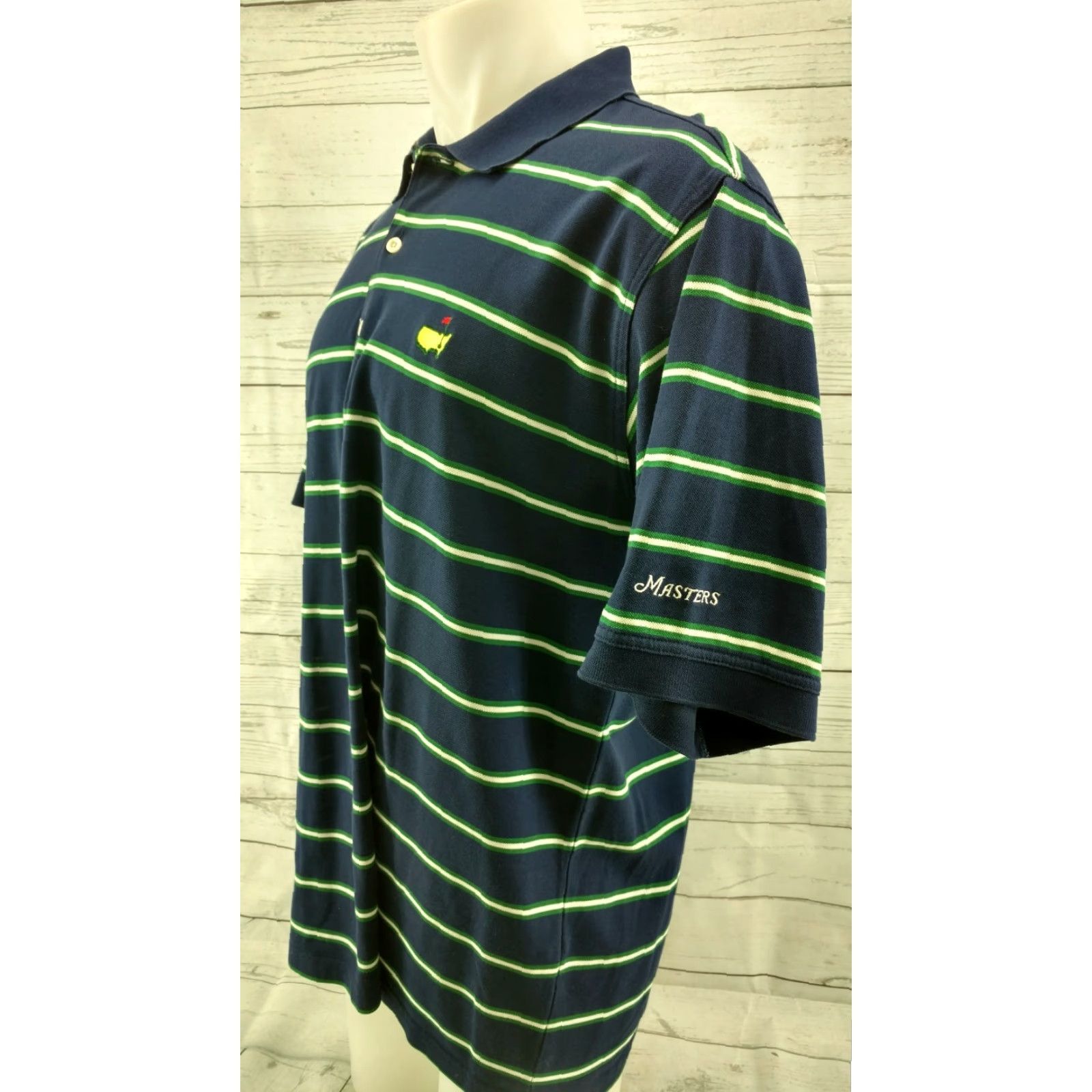 Vintage Mens Masters Collection Polo Shirt Blue Striped Golf Size Large Size US L / EU 52-54 / 3 - 2 Thumbnail