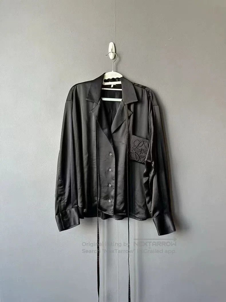 LOEWE Black Silk Logo Shirt.