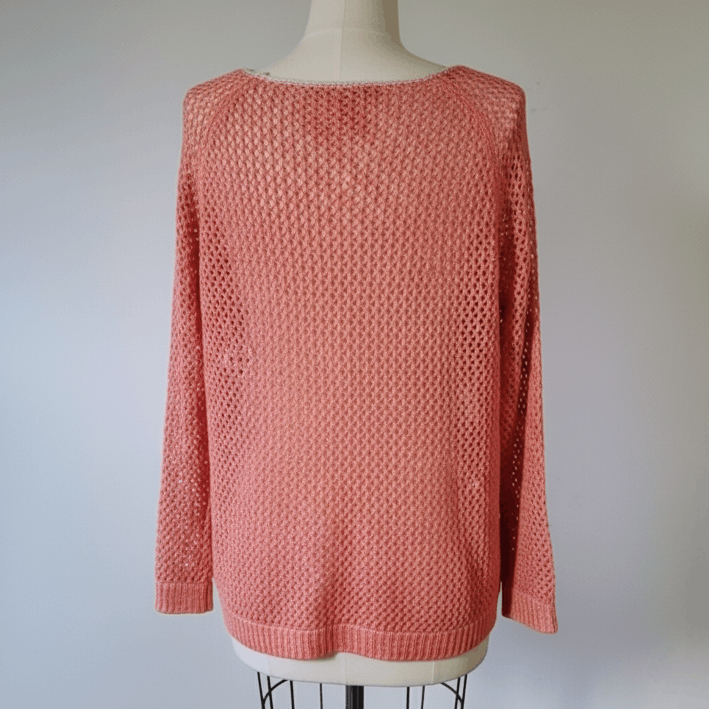 Other JohnPaulRichard Size L Sweater Crochet Pink Coral Loose knit Size L / US 10 / IT 46 - 3 Thumbnail