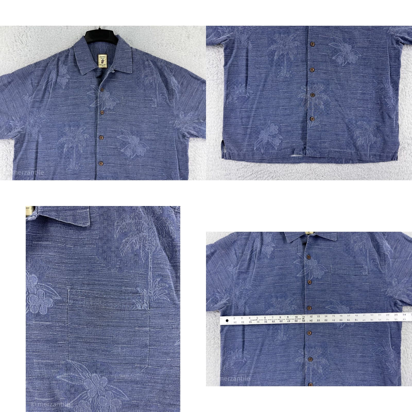 Vintage Jamaica Jaxx Shirt Mens Large Blue Floral Palm Tree Hawaiian Button Up 100% Silk Size US L / EU 52-54 / 3 - 8 Thumbnail