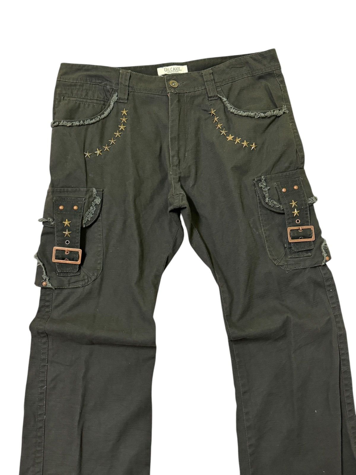 Japanese Brand Vintage Flare Oilcake Bondage Studded Pocket Cargo Pant Size US 33 - 4 Thumbnail