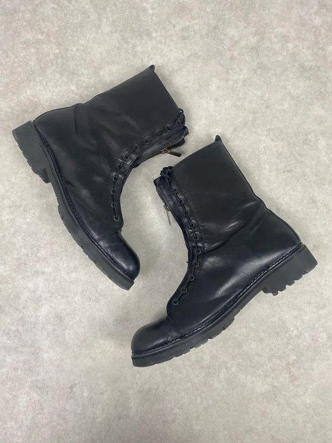 Calvin Klein 2000s Calvin Klein Ultra Zip Black Ankle Leather Boots Size US 11 / EU 44 - 4 Thumbnail