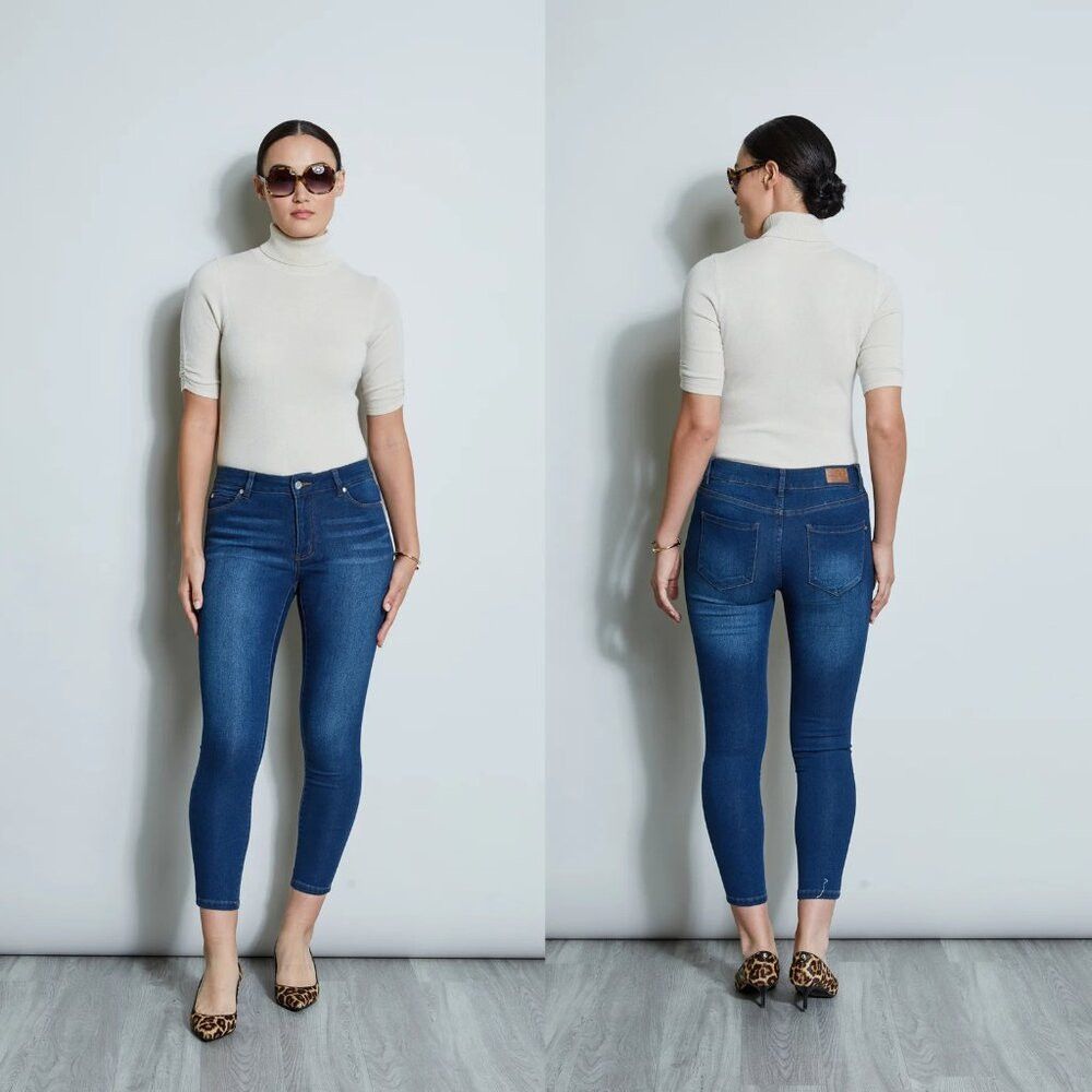 Elie Tahari NWT New Tahari Kelly Mid-Rise Skinny Blue Jeans Size 12 Pet Size 34" / US 12 / IT 48 - 1 Thumbnail