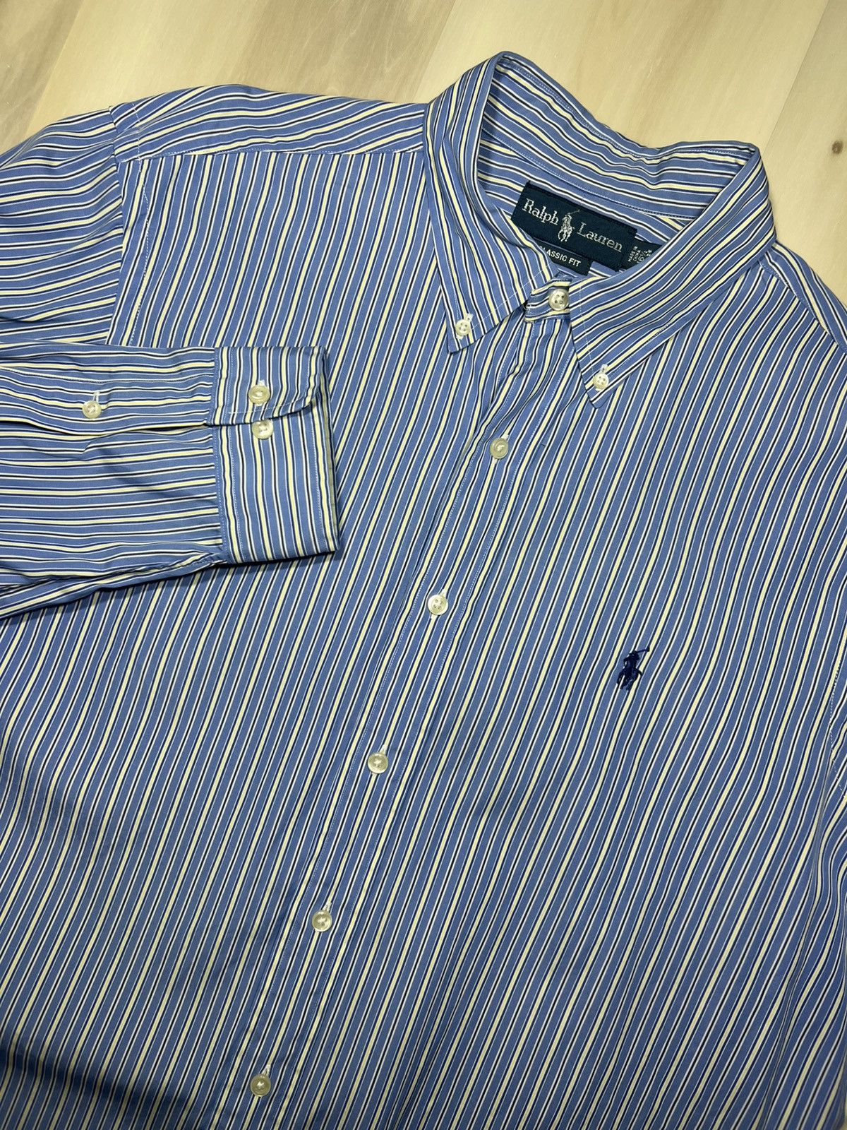 Polo Ralph Lauren Polo Ralph Lauren Shirt Mens 16.5 34/35 Blue Yellow Striped Size US L / EU 52-54 / 3 - 1 Thumbnail