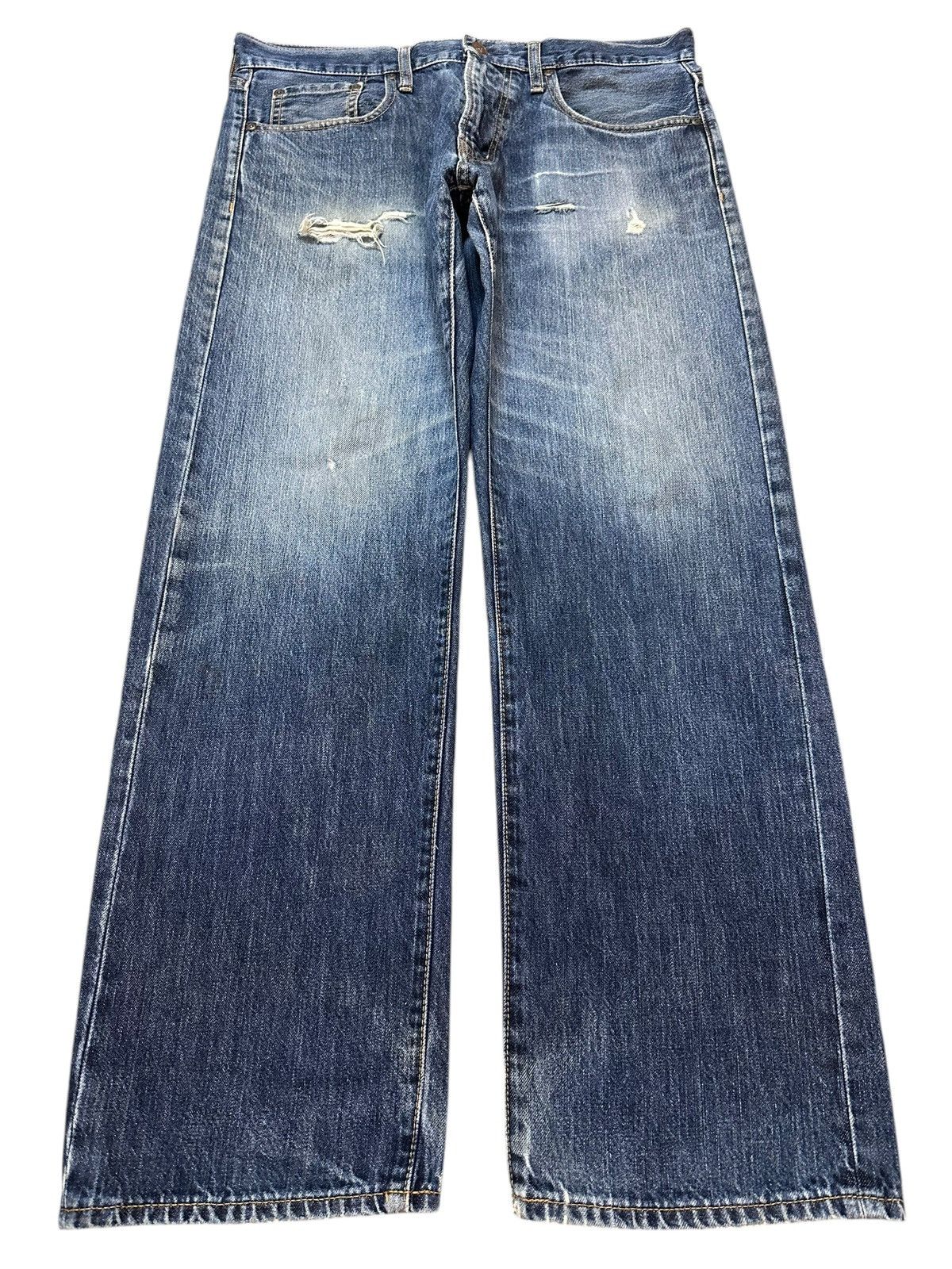 GU Vintage Japanese Brand GU Faded Wash Distressed Baggy Jeans Size US 34 / EU 50 - 1 Thumbnail