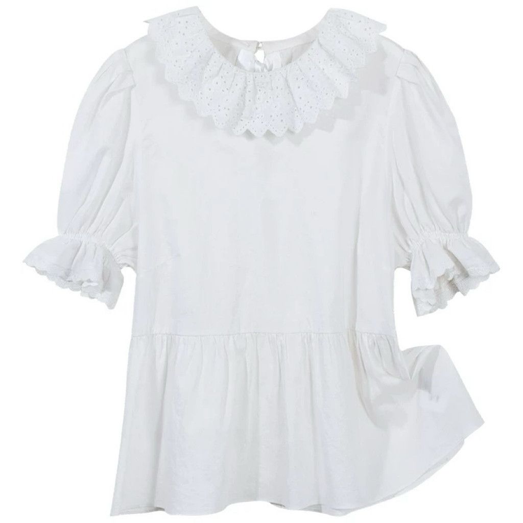 Zara White baby doll short sleeve blouse with bow ties Size S / US 4 / IT 40 - 8 Thumbnail