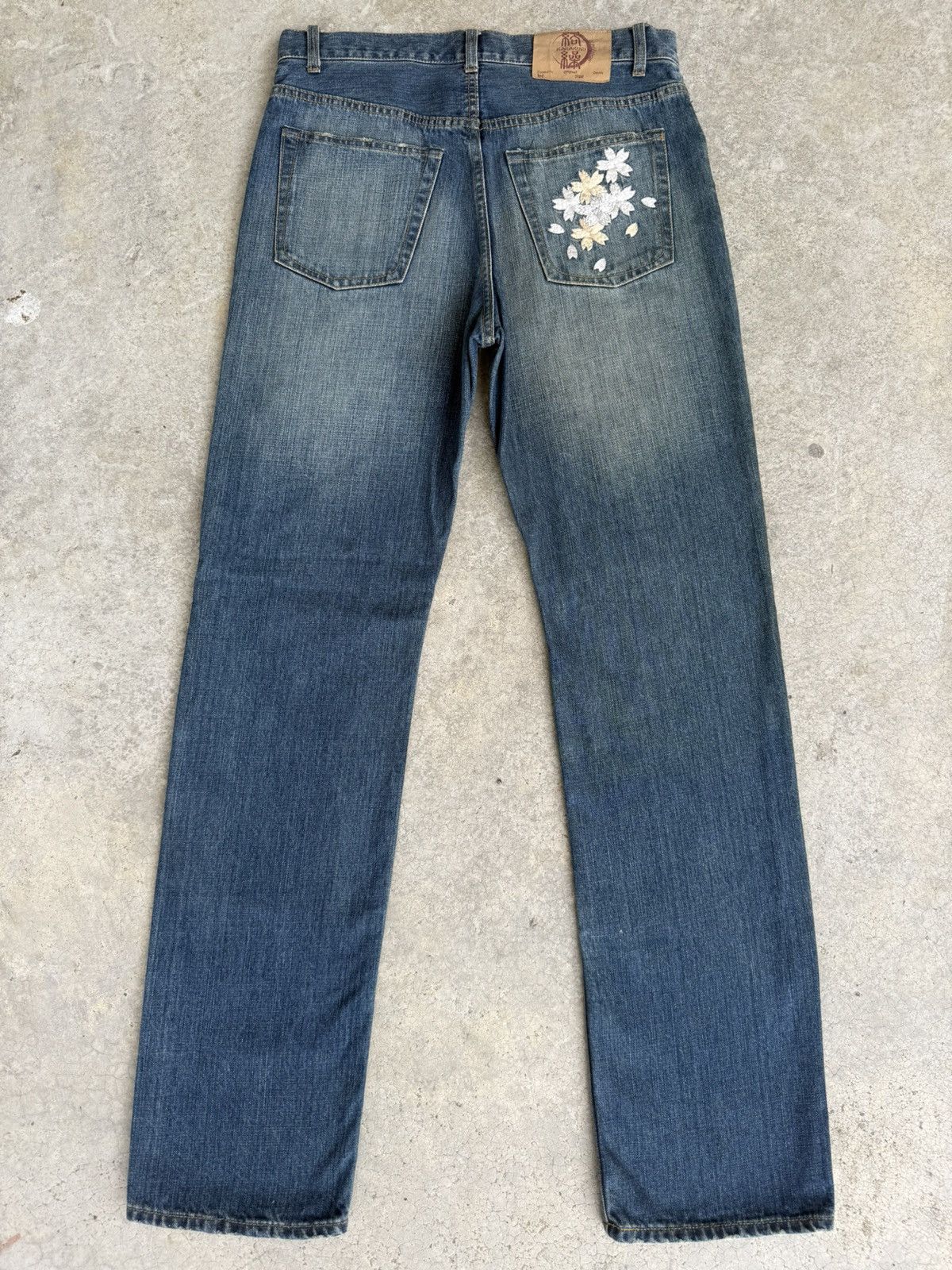 Karakuri Tamashii Japanese Karakuri Tamashi Embroidered Flower Distressed Size US 33 - 2 Thumbnail