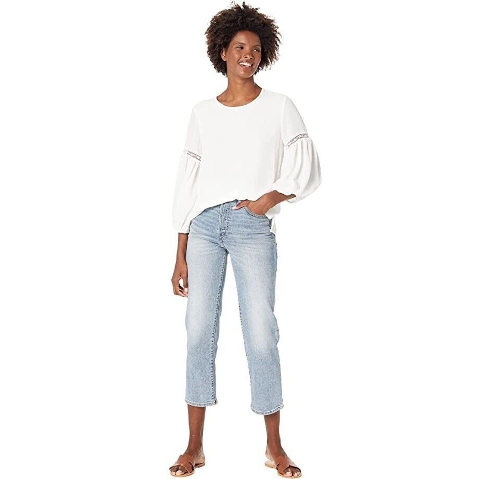 Vince Camuto Vince Camuto Women Ivory Crepe Balloon Sleeve Blouse Size XS Size XS / US 0-2 / IT 36-38 - 4 Thumbnail