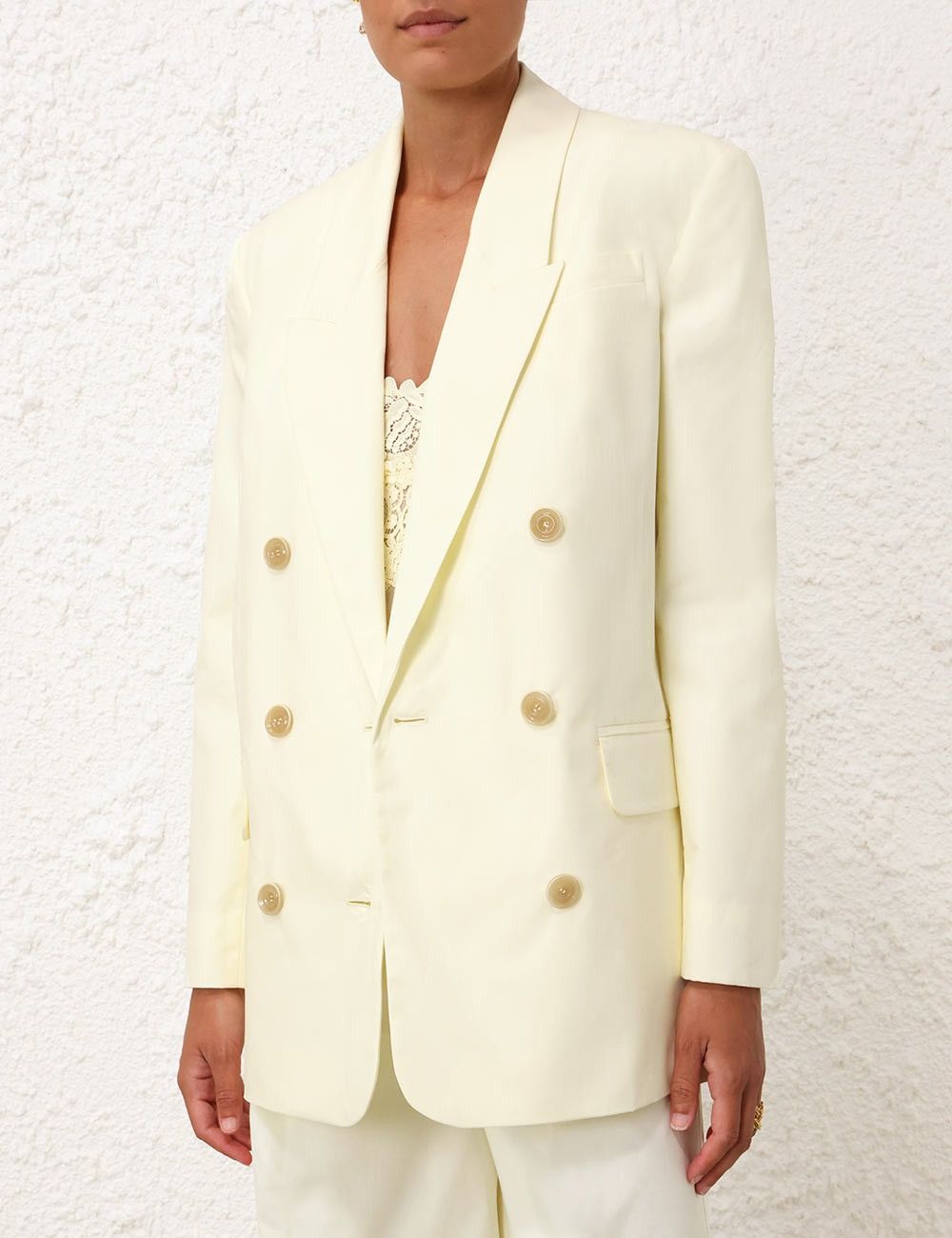 Zimmermann oc11z0525 Harmony Poplin Jacket in Light Yellow Size L / US 10 / IT 46 - 2 Thumbnail