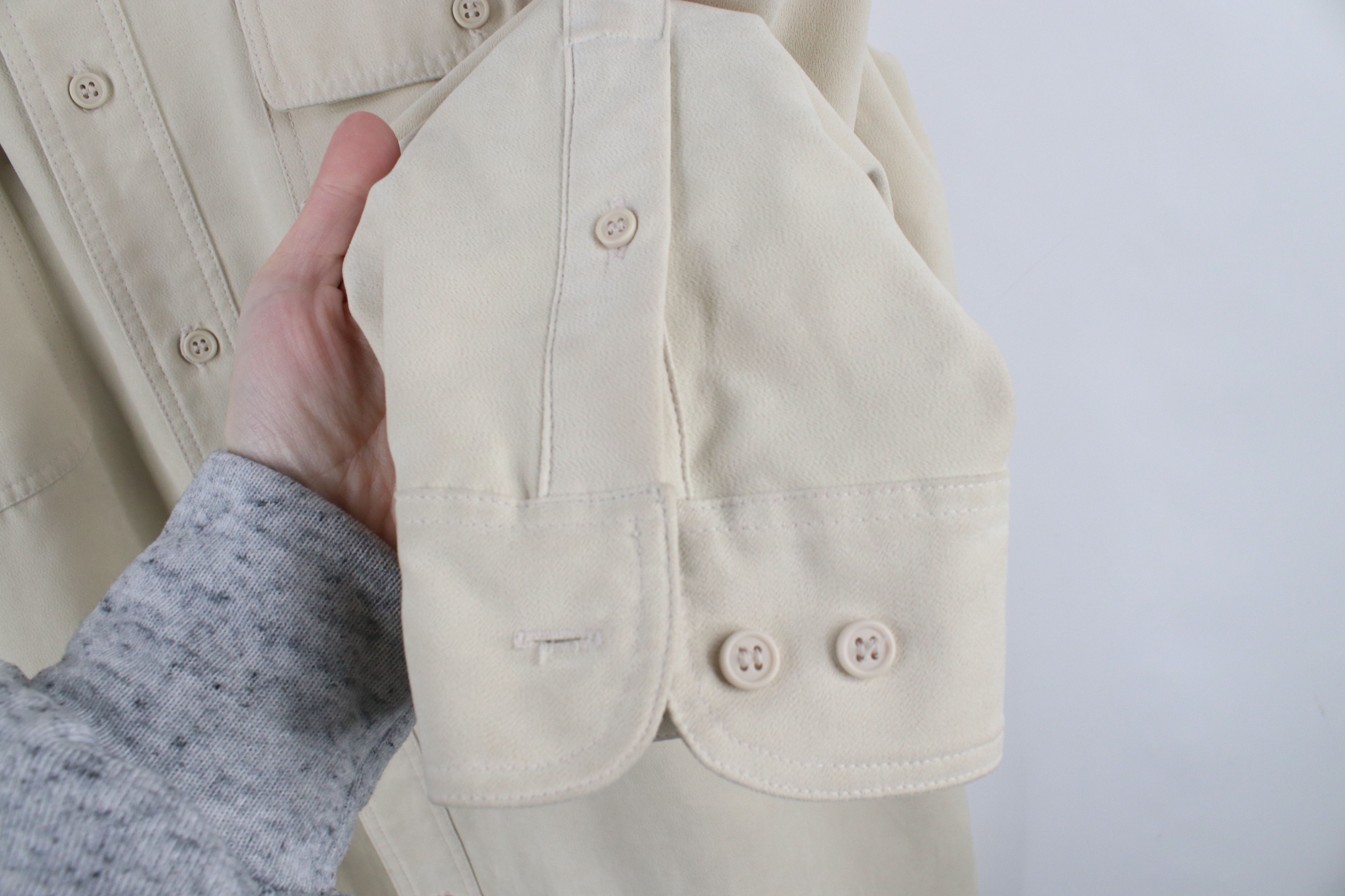 Vintage Vintage 90s Streetwear Double Pocket Button Shirt Beige Size US XL / EU 56 / 4 - 6 Thumbnail