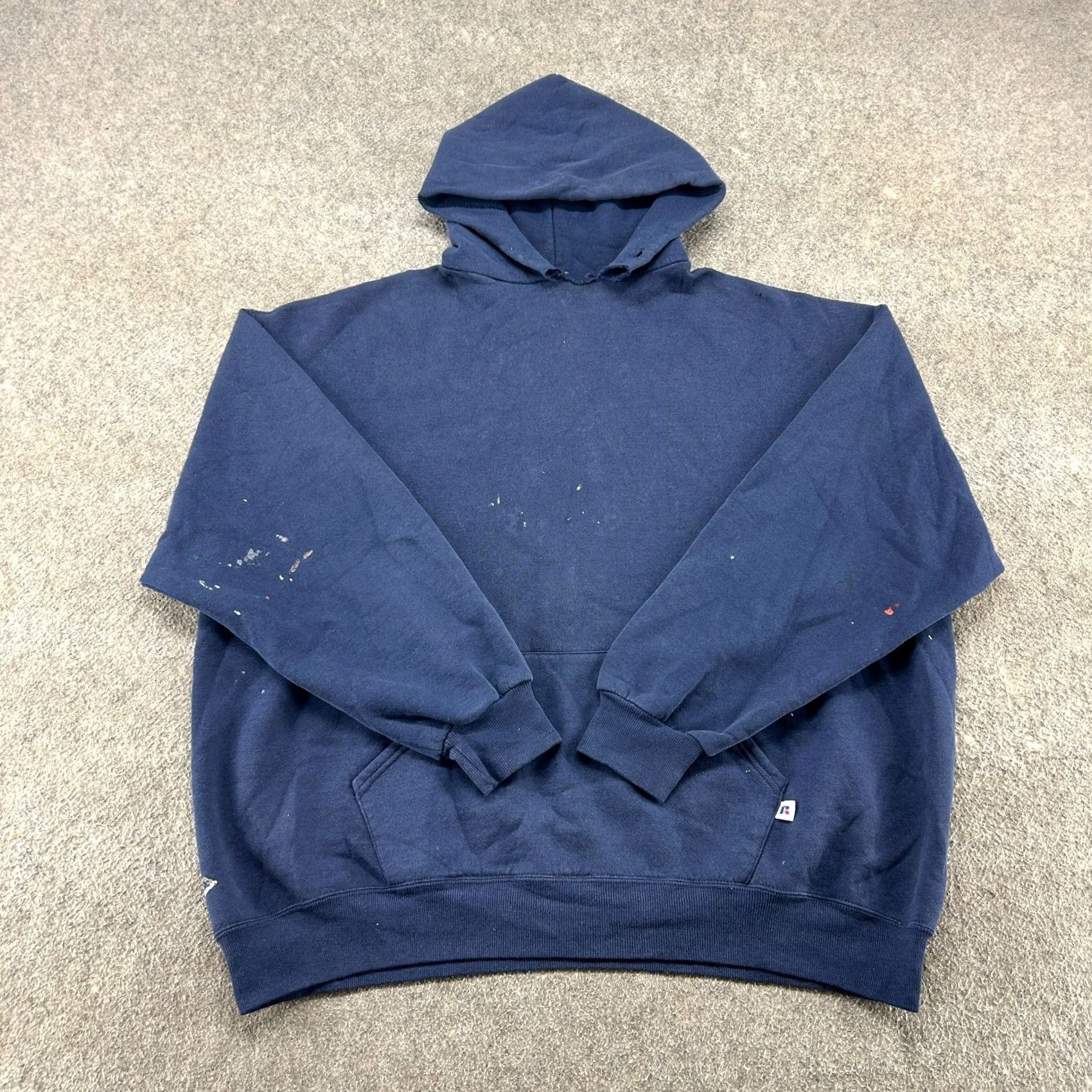Russell Athletic VINTAGE Russell Athletic Hoodie Mens 2XL Blue Navy Pullover Cotton Boxy USA 90s Size US XXL / EU 58 / 5 - 2 Thumbnail