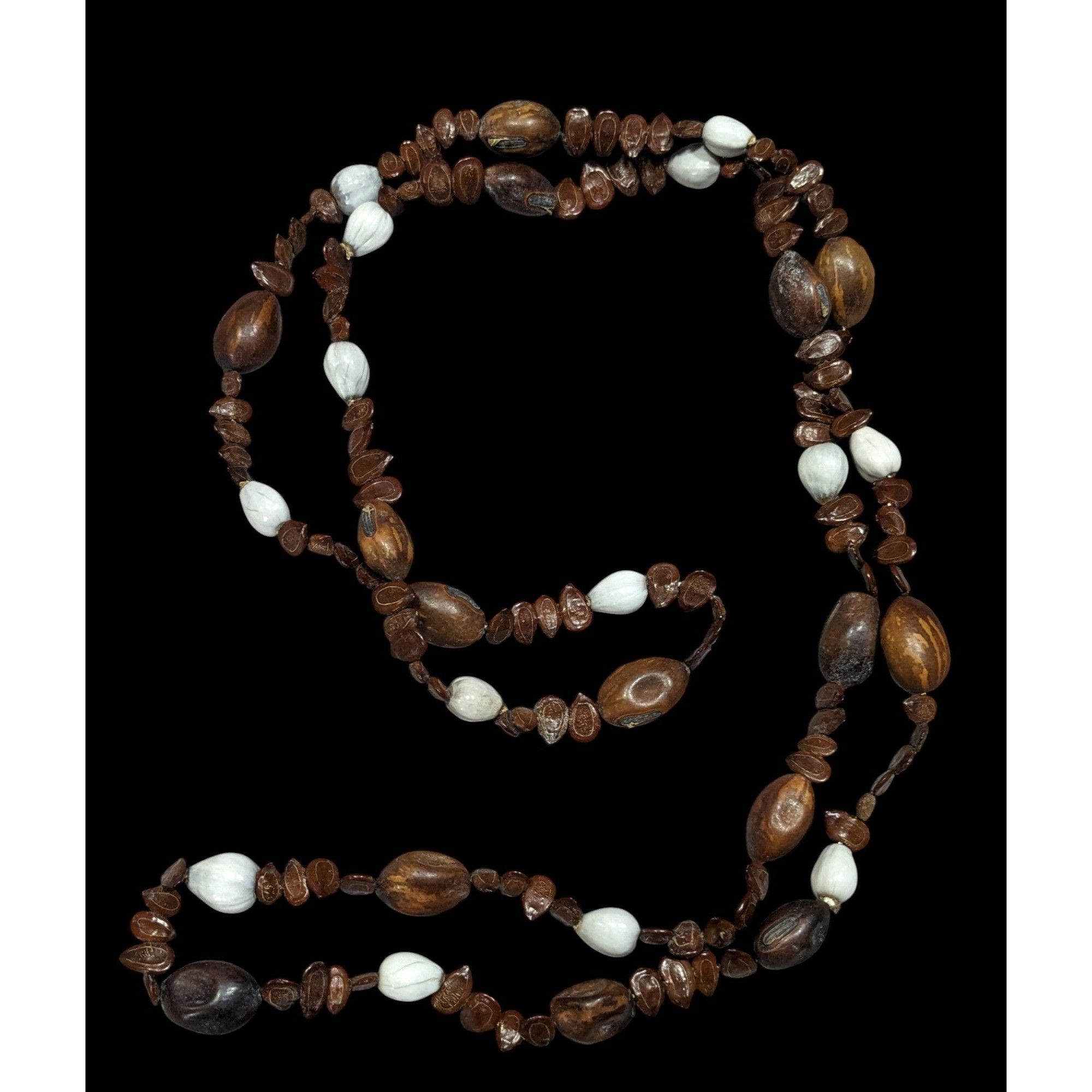 Other Nature Inspired Real Seed Brown And White Beaded Necklace Size ONE SIZE - 1 Thumbnail