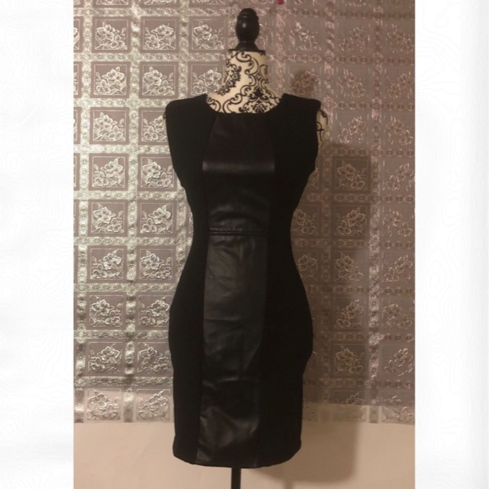 Other NWT Arden B Black Faux Leather Panel Dress Size XS / US 0-2 / IT 36-38 - 4 Thumbnail