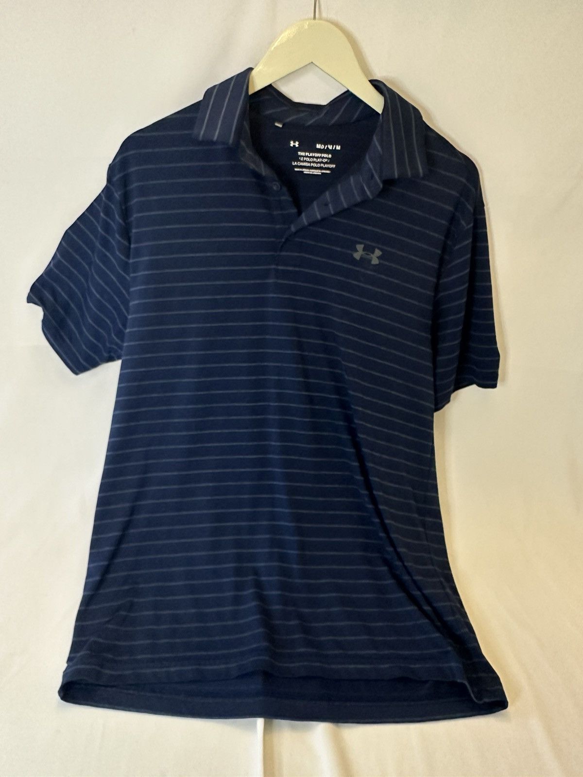 Under Armour Under Armour The Playoff Polo Shirt Mens M Blue Striped Size US M / EU 48-50 / 2 - 1 Thumbnail