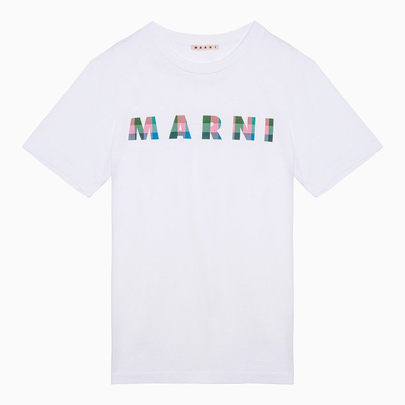 image of Marni White Cotton T-Shirt With Logo, Men's (Size XL)