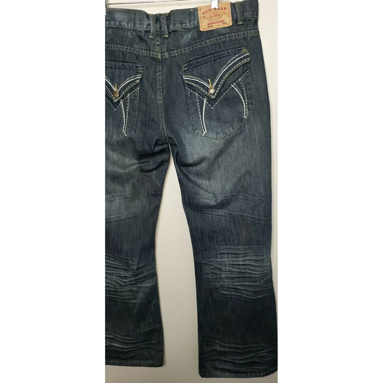 J Brand Red Snap Jeans Distressed Embroidered 5-Pocket Relaxed Straight Size 36 x 32 Blue Denim Men Jeans Size US 36 / EU 52 - 5 Thumbnail