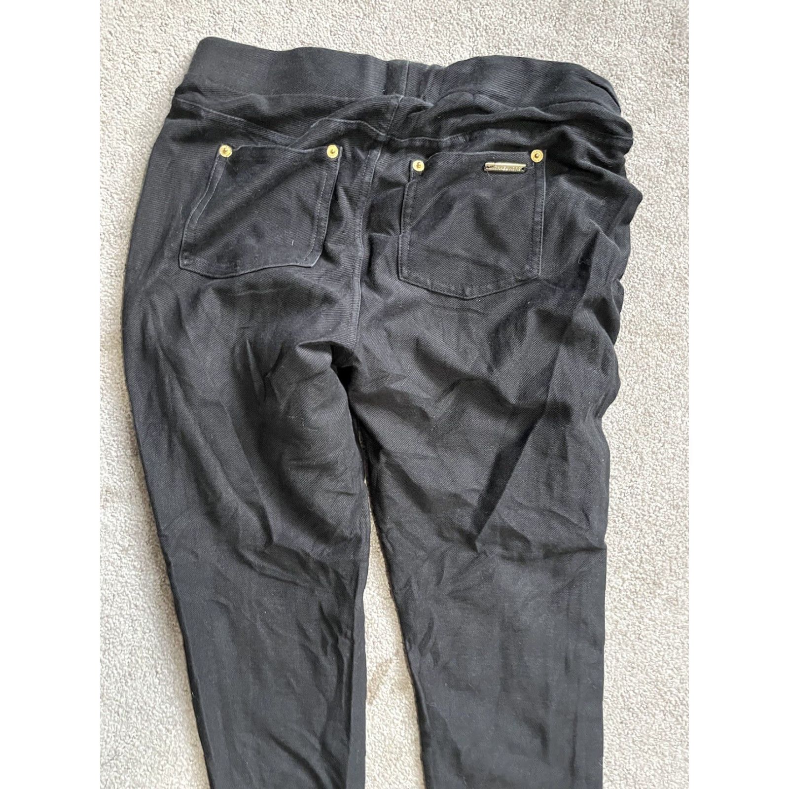 Michael Kors MICHAEL KORS Black Pull-On Skinny Leggings Pants Women's Size M Regular Slim Fit 26in Inseam Front Flat Long Material: Viscose/Nylon/Elastane Size 32" / US 10 / IT 46 - 4 Thumbnail
